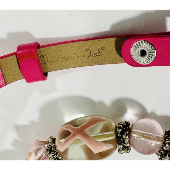 Breast Cancer Awareness Bracelet Set Origami Owl Rhinestone Bracelet Pink Ribbon - Picture 3 of 8
